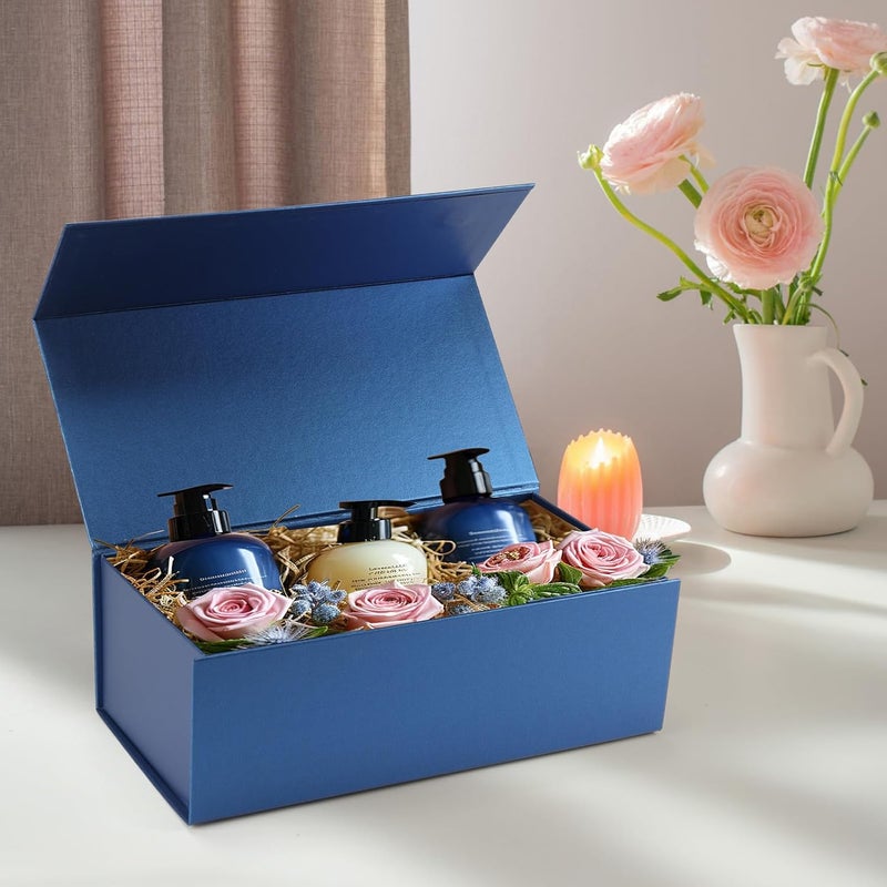 Ditwis 4 Pack 12x6x4 Inches Gift Boxes with Magnetic Closure Lids, Blue Magnetic Box for Wedding, Groomsmen Bridesmaid Proposal, Birthdays, Mother's Day - Image 4